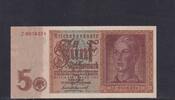 Deutsches Reich, Drittes Reich, 5 Reichsmark Ro.179a, DEU-220a, KN 7 stellig, Serie: Z, -