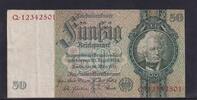Deutsches Reich, Drittes Reich, 50 Reichsmark Ro.175b, DEU-210b, Friedensdruck, Wz. Kopf, Udr. Bst. F, Serie: Q, -