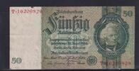 Deutsches Reich, Drittes Reich, 50 Reichsmark Ro.175b, DEU-210b, Friedensdruck, Wz. Kopf, Udr. Bst. F, Serie: T, -