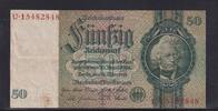 Deutsches Reich, Drittes Reich, 50 Reichsmark Ro.175b, DEU-210b, Friedensdruck, Wz. Kopf, Udr. Bst. F, Serie: U, -