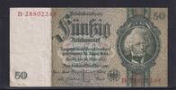 Deutsches Reich, Drittes Reich, 50 Reichsmark Ro.175c, DEU-210c, Zwischenform, Wz. Kopf, Udr. Bst. L, Serie: B, KN rot, -