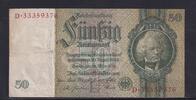 Deutsches Reich, Drittes Reich, 50 Reichsmark Ro.175c, DEU-210c, Zwischenform, Wz. Kopf, Udr. Bst. L, Serie: D, KN rot, -