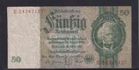 Deutsches Reich, Drittes Reich, 50 Reichsmark Ro.175c, DEU-210c, Zwischenform, Wz. Kopf, Udr. Bst. L, Serie: E, KN rot, -