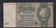 Deutsches Reich, Drittes Reich, 50 Reichsmark Ro.175c, DEU-210c, Zwischenform, Wz. Kopf, Udr. Bst. L, Serie: E, KN rot, -