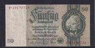 Deutsches Reich, Drittes Reich, 50 Reichsmark Ro.175c, DEU-210c, Zwischenform, Wz. Kopf, Udr. Bst. L, Serie: F, KN rot, -