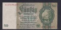 Deutsches Reich, Drittes Reich, 50 Reichsmark Ro.175c, DEU-210c, Zwischenform, Wz. Kopf, Udr. Bst. L, Serie: G, KN rot, -