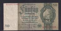 Deutsches Reich, Drittes Reich, 50 Reichsmark Ro.175c, DEU-210c, Zwischenform, Wz. Kopf, Udr. Bst. L, Serie: G, KN rot, -