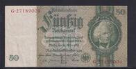 Deutsches Reich, Drittes Reich, 50 Reichsmark Ro.175c, DEU-210c, Zwischenform, Wz. Kopf, Udr. Bst. L, Serie: G, KN rot, -