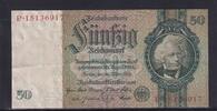 Deutsches Reich, Drittes Reich, 50 Reichsmark Ro.175b, DEU-210b, Friedensdruck, Wz. Kopf, Udr. Bst. C, Serie: P, -