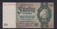 Deutsches Reich, Drittes Reich, 50 Reichsmark Ro.175b, DEU-210b, Friedensdruck, Wz. Kopf, Udr. Bst. A Serie: D, -