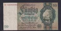 Deutsches Reich, Drittes Reich, 50 Reichsmark Ro.175b, DEU-210b, Friedensdruck, Wz. Kopf, Udr. Bst. A Serie: H, niedrige KN, -