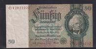Deutsches Reich, Drittes Reich, 50 Reichsmark Ro.175b, DEU-210b, Friedensdruck, Wz. Kopf, Udr. Bst. K, Serie: C, -