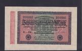 Weimarer Republik, Reichsbank, 20000 Mark Ro.84e, DEU-95i, Wz Hakensterne, KN 6 stellig, FZ: BW, -