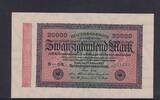 Weimarer Republik, Reichsbank, 20000 Mark Ro.84e, DEU-95i, Wz Hakensterne, KN 6 stellig, FZ: BW, -
