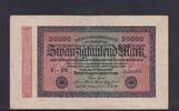 Weimarer Republik, Reichsbank, 20000 Mark Ro.84e, DEU-95i, Wz Hakensterne, KN 6 stellig, FZ: BW, -
