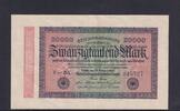 Weimarer Republik, Reichsbank, 20000 Mark Ro.84e, DEU-95i, Wz Hakensterne, KN 6 stellig, FZ: BX, -