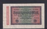 Weimarer Republik, Reichsbank, 20000 Mark Ro.84e, DEU-95i, Wz Hakensterne, KN 6 stellig, FZ: DK, -