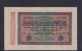 Weimarer Republik, Reichsbank, 20000 Mark Ro.84e, DEU-95i, Wz Hakensterne, KN 6 stellig, FZ: EB, -