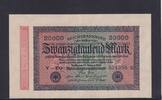 Weimarer Republik, Reichsbank, 20000 Mark Ro.84e, DEU-95i, Wz Hakensterne, KN 6 stellig, FZ: EO, -