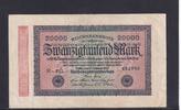 Weimarer Republik, Reichsbank, 20000 Mark Ro.84e, DEU-95i, Wz Hakensterne, KN 6 stellig, FZ: FG, -