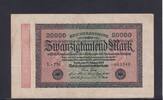 Weimarer Republik, Reichsbank, 20000 Mark Ro.84e, DEU-95i, Wz Hakensterne, KN 6 stellig, FZ: FN, -