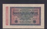 Weimarer Republik, Reichsbank, 20000 Mark Ro.84e, DEU-95i, Wz Hakensterne, KN 6 stellig, FZ: GF, -