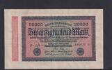 Weimarer Republik, Reichsbank, 20000 Mark Ro.84e, DEU-95i, Wz Hakensterne, KN 6 stellig, FZ: GF, -