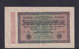 Weimarer Republik, Reichsbank, 20000 Mark Ro.84e, DEU-95i, Wz Hakensterne, KN 6 stellig, FZ: HB, -