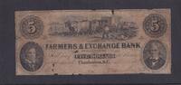 USA, Konföderierte Staaten, 5 Dollars FARMERS & EXCHANCE BANK, Charlestone, -