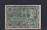 Weimarer Republik, Reichsbank, 50 Mark Ro.66. DEU-74, Serie: A, Udr. Bst. W, -