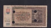 Slowakei 20 Kronen Specimen Lochentwertung, Serie: Fe 60, -