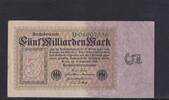 Weimarer Republik, Reichsbank, 5 Milliarden Mark Ro.112a, DEU-132a, Reichsdruck Serie: B, -