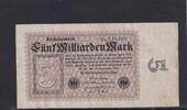 Weimarer Republik, Reichsbank, 5 Milliarden Mark Ro.112c, DEU-133, Wz. Kreuzblüten, Firmendruck FZ: K, -