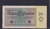 Weimarer Republik, Reichsbank, 10 Milliarden Mark Ro.113b, DEU-134b, Firmendruck, FZ: X braun, -