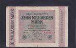 Weimarer Republik, Reichsbank, 10 Milliarden Mark Ro.114a, DEU-136f, Firmendruck, Wz. Hakensterne, KN 6stellig, FZ. NF, -