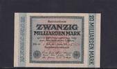 Weimarer Republik, Reichsbank, 20 Milliarden Mark Ro.115b, DEU-137g, Wz. Hakensterne, KN 6 stellig, FZ: PG, schwarzblau, -
