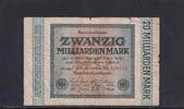 Weimarer Republik, Reichsbank, 20 Milliarden Mark Ro.115b, DEU-137g, Wz. Hakensterne, KN 6 stellig, FZ: KE, schwarzblau, -