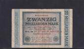 Weimarer Republik, Reichsbank, 20 Milliarden Mark Ro.115b, DEU-137g, Wz. Hakensterne, KN 6 stellig, FZ: WH, schwarzblau, -