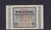Weimarer Republik, Reichsbank, 20 Milliarden Mark Ro.115b, DEU-137g, Wz. Hakensterne, KN 6 stellig, FZ: GU, schwarzblau, -