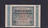 Weimarer Republik, Reichsbank, 20 Milliarden Mark Ro.115b, DEU-137g, Wz. Hakensterne, KN 6 stellig, FZ: HH, schwarzblau, -