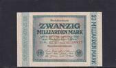 Weimarer Republik, Reichsbank, 20 Milliarden Mark Ro.115e, DEU-137c, Wz. Ringe, KN 6 stellig, FZ: SD, schwarzblau, -
