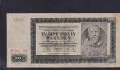 Deutsches Reich, Drittes Reich, 1000 Kronen Ro.566d,ZWK-20a, ohne Perforation SPECIMEN, Serie: Hb, -