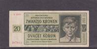 Deutsches Reich, Drittes Reich, 20 Kronen Ro.563a,ZWK-15e, ohne Perforation SPECIMEN, Serie: H, -