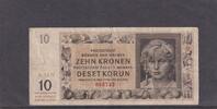 Deutsches Reich, Drittes Reich, 10 Kronen Ro.562a,ZWK-14a, ohne Perforation SPECIMEN, Serie: N, -