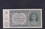 Deutsches Reich, Drittes Reich, 5 Kronen Ro.559b, ZWK-10b, mit Perforation SPECIMEN, -
