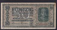 Deutsches Reich, Drittes Reich, Ukraine, 50 Karbowanez Ro.596a, ZWK-52a, KN 6stellig,, Zentralnotenbank Ukraine, -