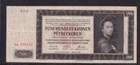Drittes Reich, Böhmen und Mähren, 500 Kronen Ro.565d, ZWK-18a, ohne Perforation , II. Auflage, -
