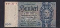 Deutsches Reich, Drittes Reich, 100 Reichsmark Ro.176a, Deu-211a, Friedensdruck, Udr.-Bst. E, Serie: L, -