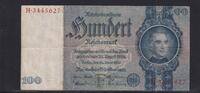 Deutsches Reich, Drittes Reich, 100 Reichsmark Ro.176a, Deu-211a, Friedensdruck, Udr.-Bst. F, Serie: H, -