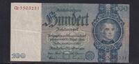 Deutsches Reich, Drittes Reich, 100 Reichsmark Ro.176a, Deu-211a, Friedensdruck, Udr.-Bst. G, Serie: Q -